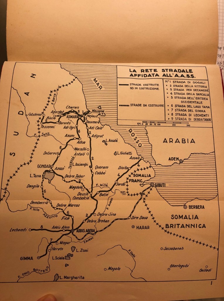mappa delle strade italiane in Etiopia 